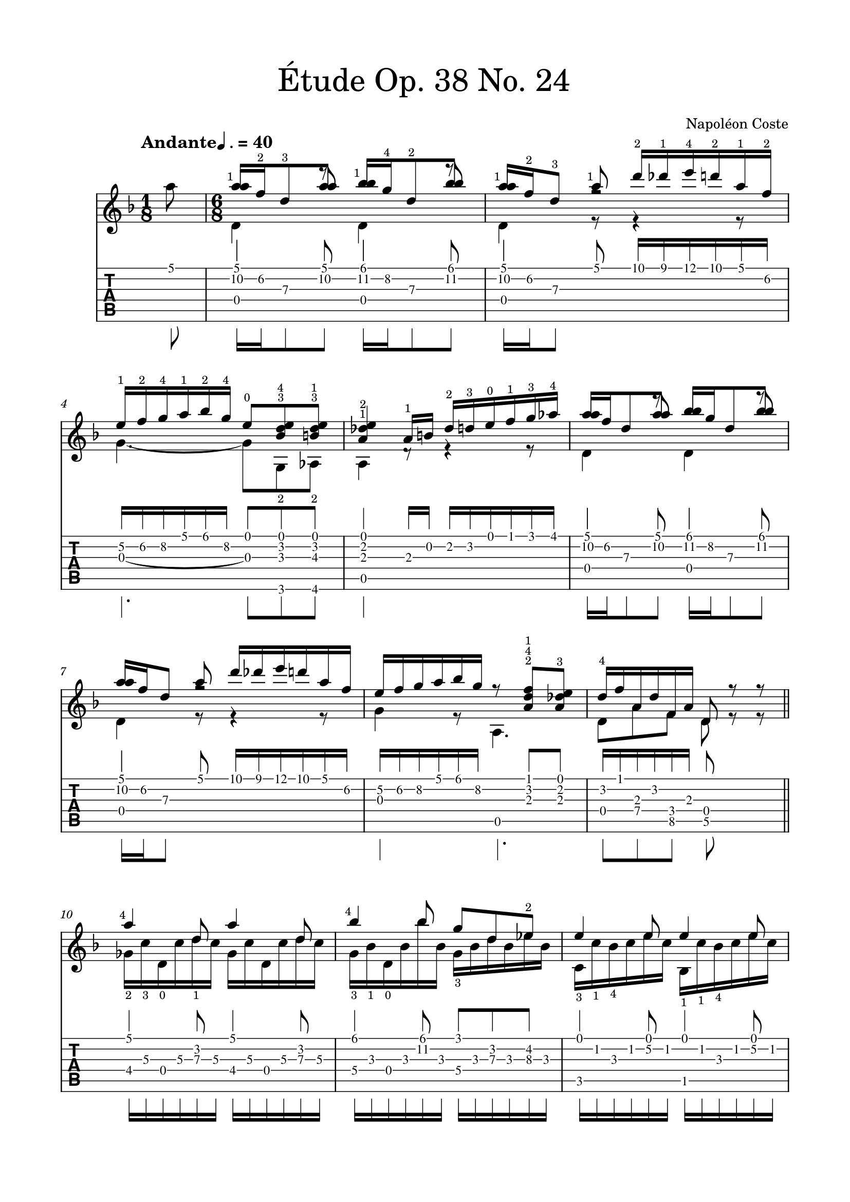 Étude Op. 38 No. 24 guitar tab, page 1